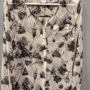 Merona Black and White Floral Blouse